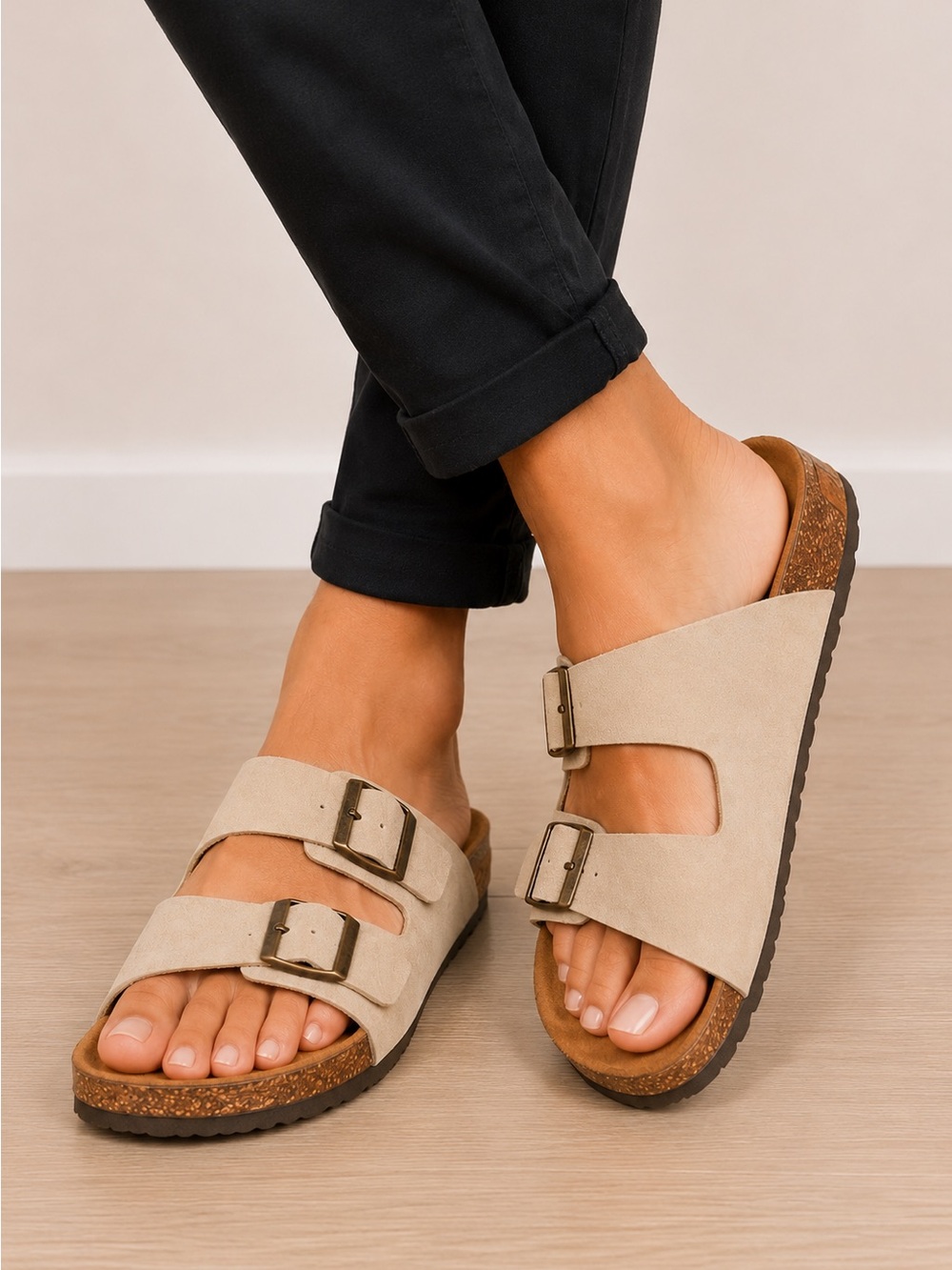 Arizona Jeans Co.  Mens Orchard Taupe Faux Leather Slide Sandals Shoes size 12